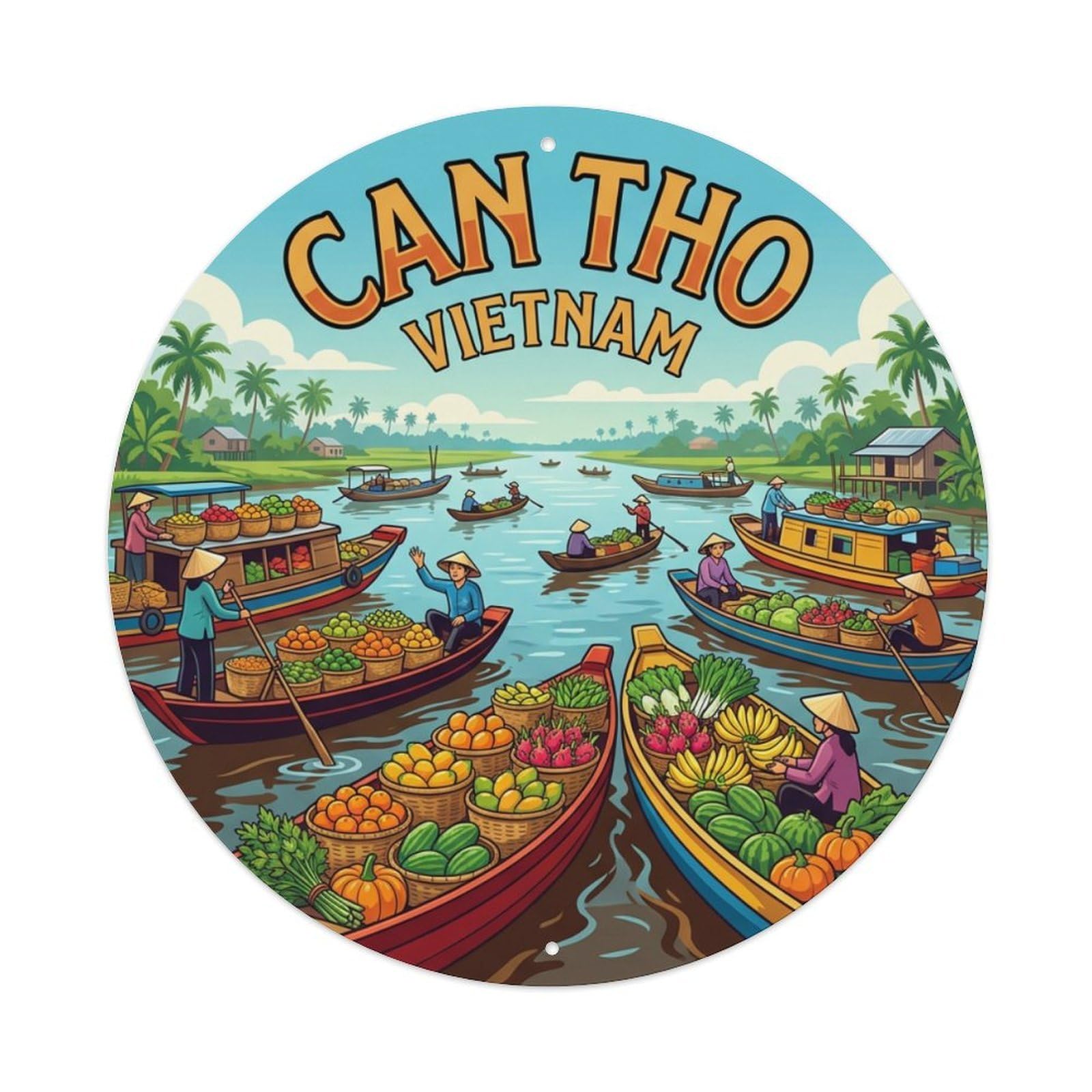 Xanthor Style Vietnam Retro Travel Can Tho Metal Tin Sign