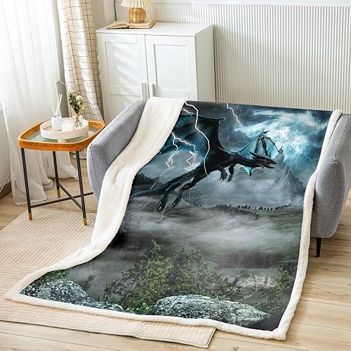 Manfei Manta de forro polar con temática de animales en 3D, manta de cama con estampado de rayo blanco para niños, adolescentes, decoración de