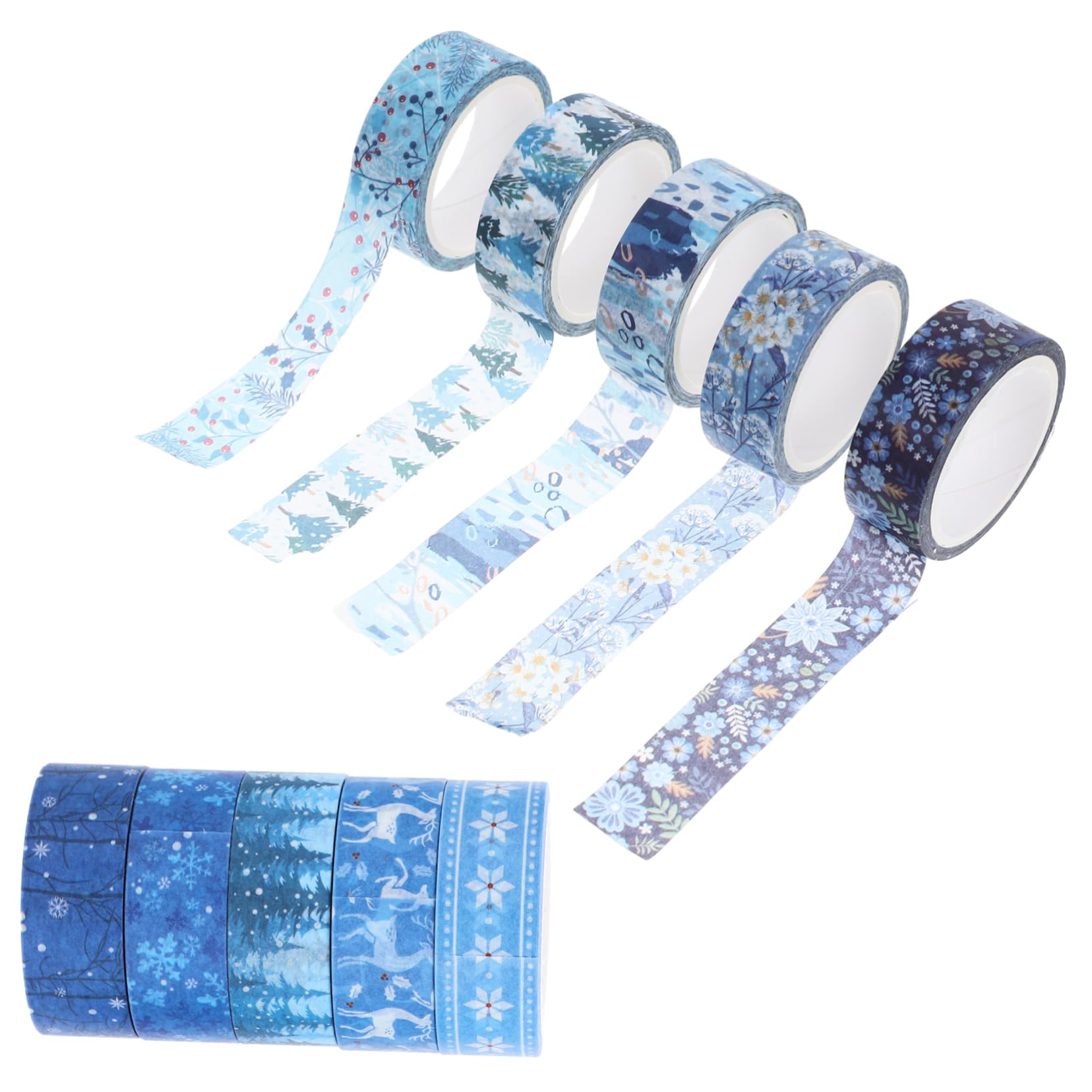 VILLCASE 5 Juegos Cintas De Manualidades Navideñas Papel De De Navidad Nieve Falsa Decoraciones De Fiesta Cinta Washi Navidad Cinta Washi Para Estudiante Papel Japones 10 Rollos * 5