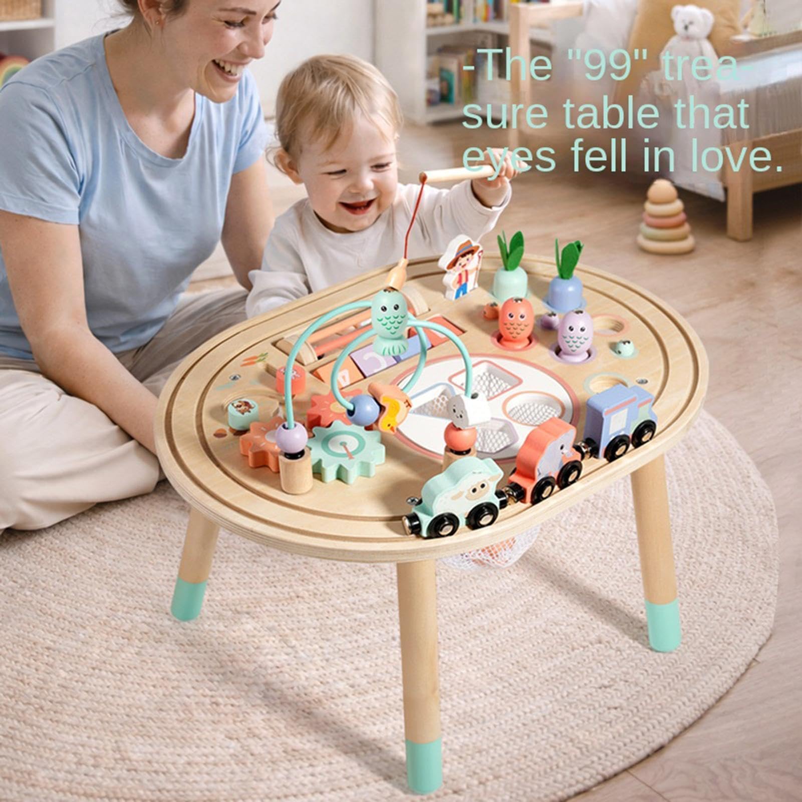 Mesa de Actividades Infantil Laberinto con Cuentas Educativo y Engranajes | Mesa de Juego y de Desarrollo Para Niños, Niñas, Guarderías, Preescolares, Aulas, Hogar, Habitación Infantil