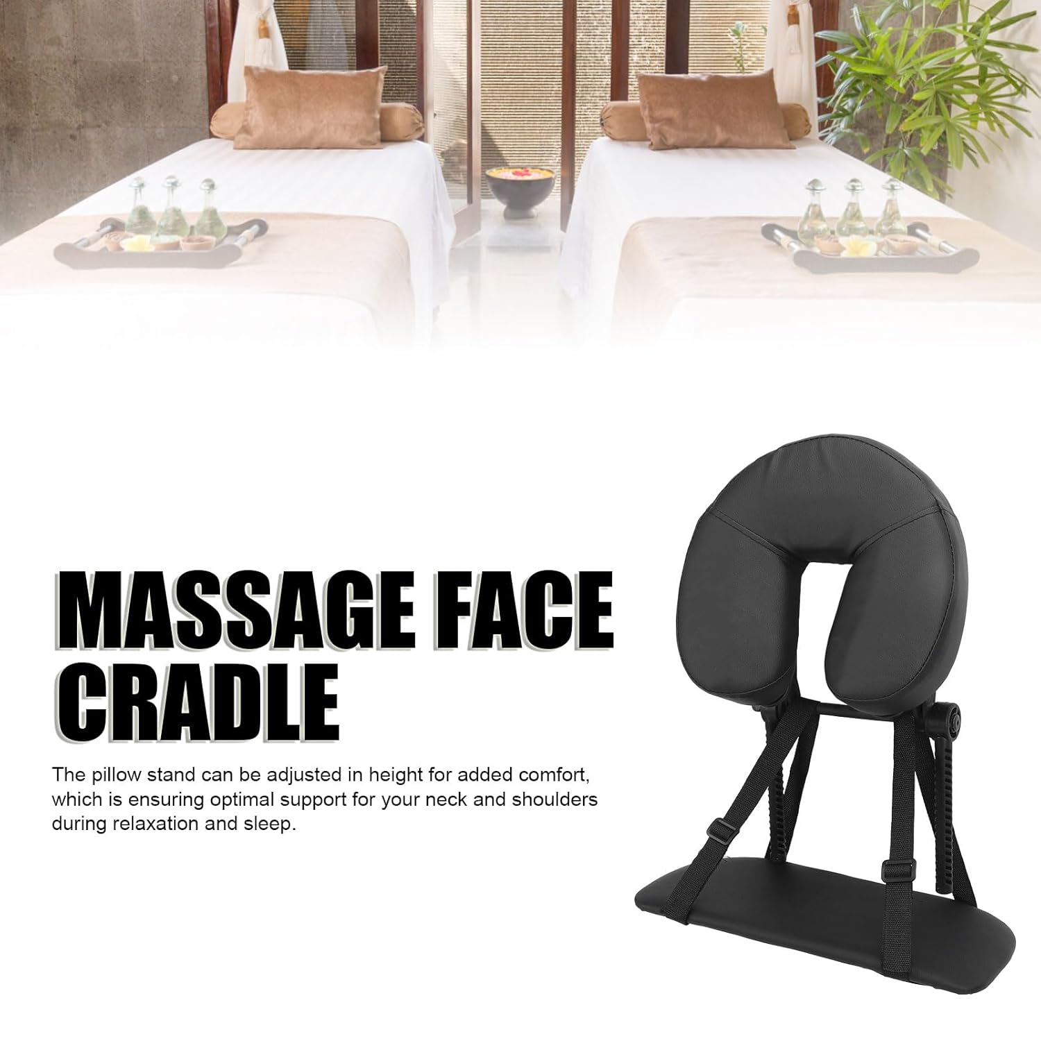 Massage Headrest For Bed, Massage Pillow Face Down Massage Face Cradle Beauty Bed Headrest Cradle U Shape Adjustable Folding Massage Table Face Cradle Pillow For Beauty Salon Black
