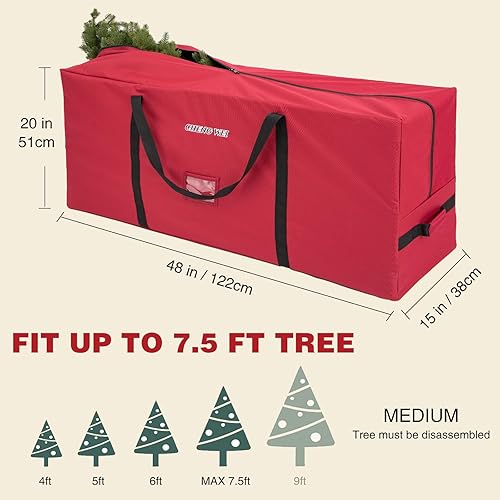 Miniatura 7 de Bolsa de almacenamiento para árbol de Navidad 600D para árboles desmontados de Navidad de hasta 7.5 pies, caja de almacenamiento artificial de 7.5