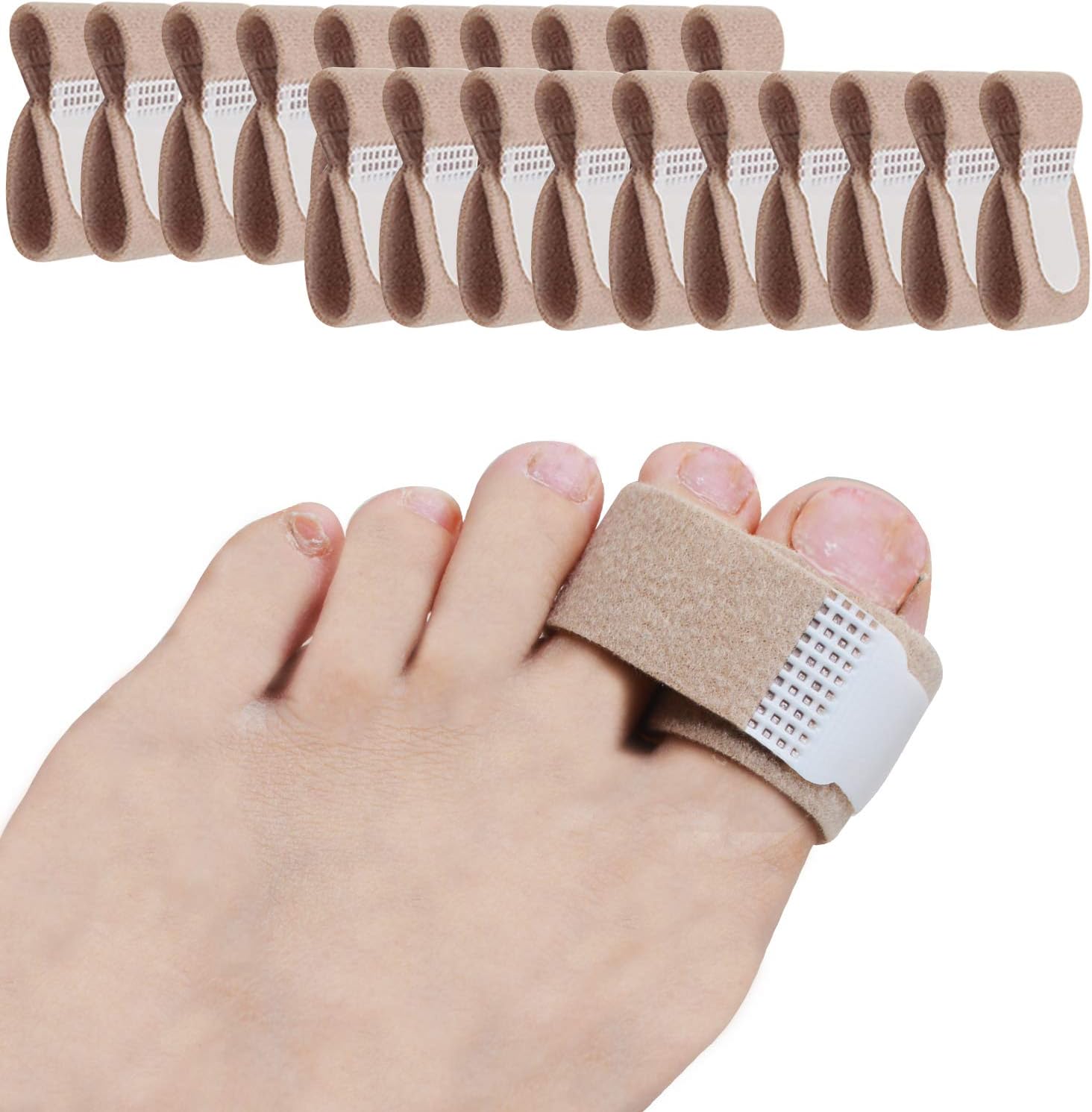 20 Pieces Broken Toe Wraps, Cushioned Bandages, Hammer Toe Separator Splints, Toe Straight, Hammer Toe Wrap, Cushioned Corrector, for Broken Toe, Hammer Toe- L Size