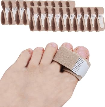 20 Pieces Broken Toe Wraps, Cushioned Bandages, Hammer Toe Separator Splints, Toe Straight, Hammer Toe Wrap, Cushioned Corrector, for Broken Toe, Hammer Toe- L Size