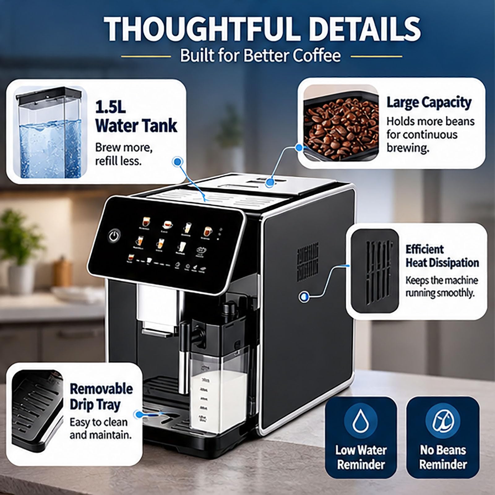 Macchina da caffè automatica a chicco con macinacaffè