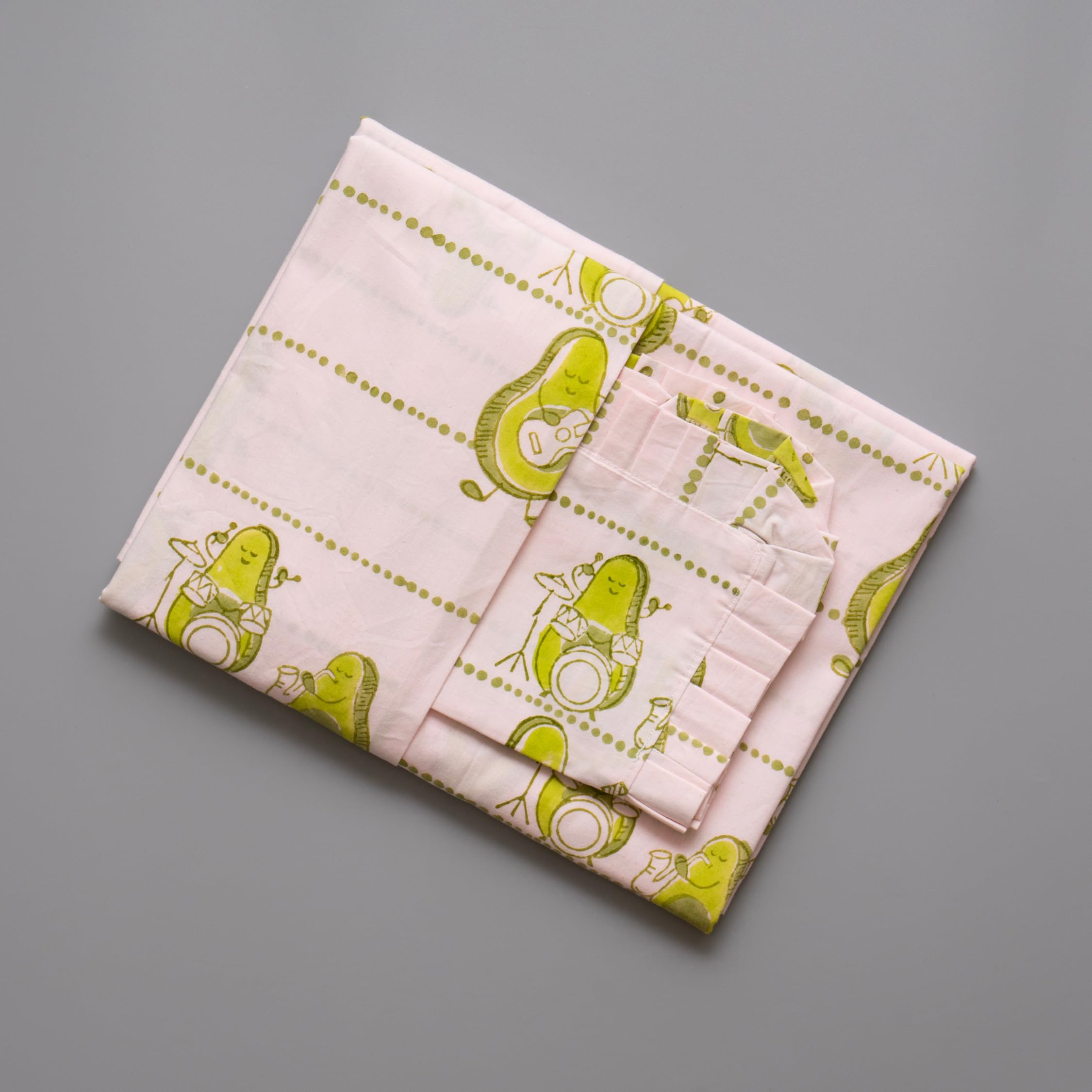 100% Cotton Percale Kids Bedsheet with Pillow Covers | Crib (45 x 65 inch), Avocado | 220 TC - Soft & Breathable-image-1