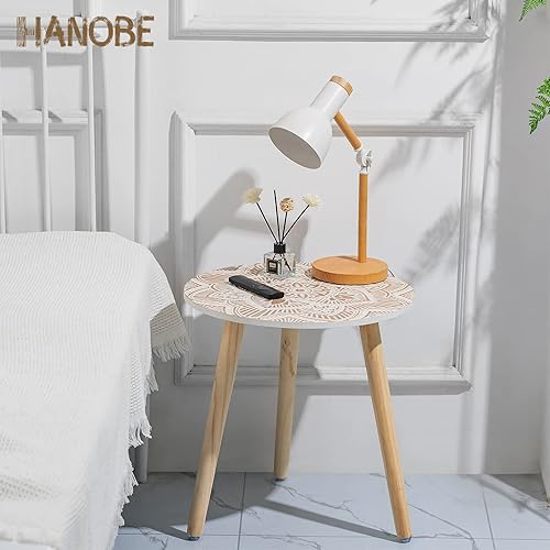 Miniatura 8 de Hanobe Mesas auxiliares pequeñas y redondas para decoración de mesas auxiliares modernas de color blanco mesas de centro para sala de estar espacios