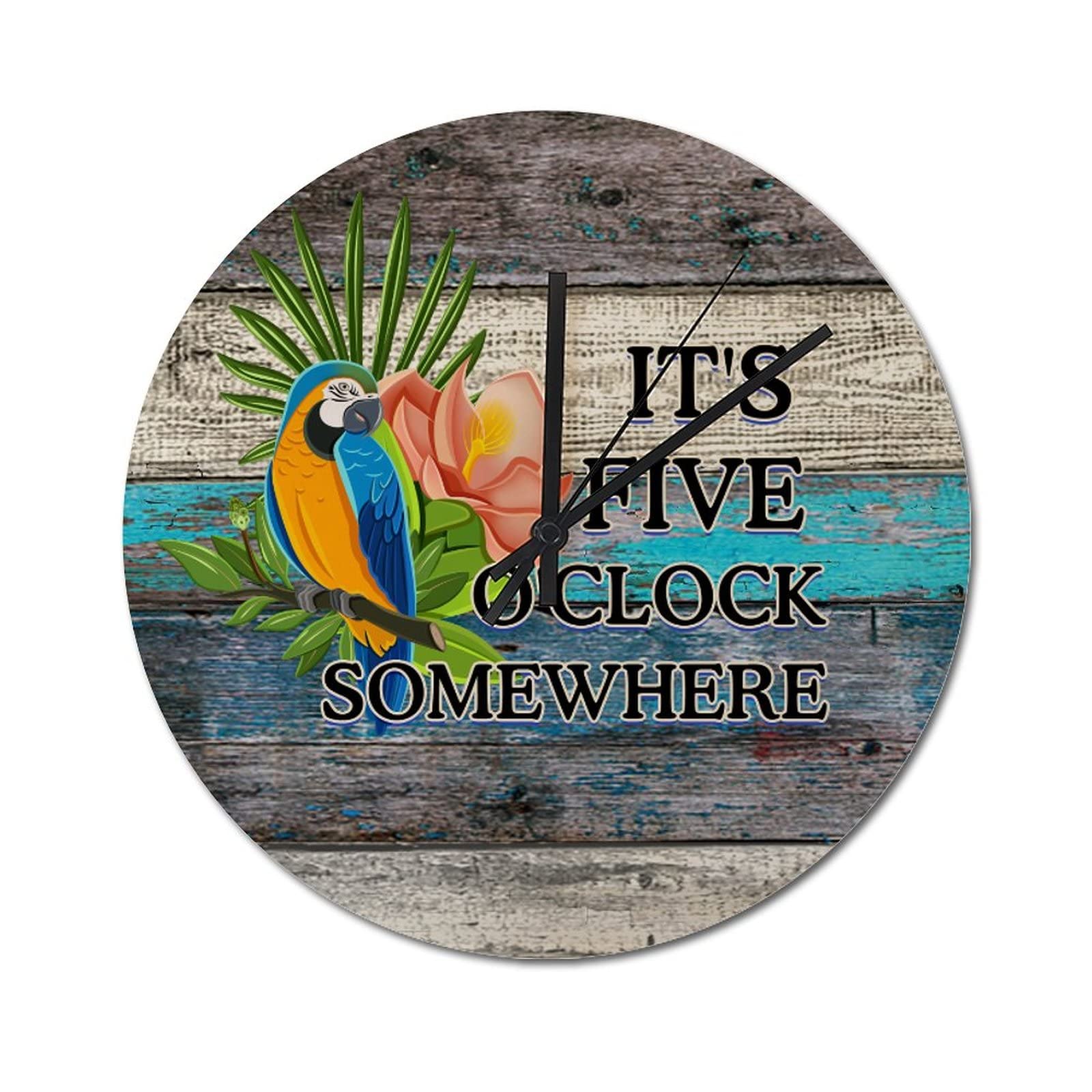 Horloge murale à quartz It's Five O'Clock Somewhere pour déco de plage 38 cm