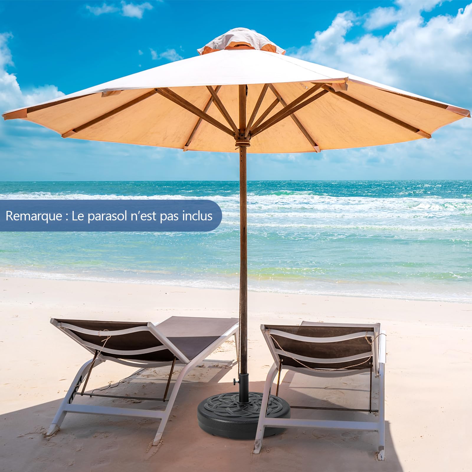 RELAX4LIFE Base de Parasol Déporté à Remplir d'eau et Sable 18KG (46KG)
