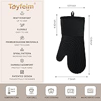 Vista 5 de Manoplas de horno de silicona, resistentes al calor, 500 °F, agarre duradero, antideslizante, manoplas de horno para cocina, resistentes al calor