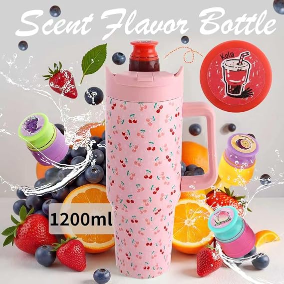 Insulated stainless steel air water bottle,  with 7 flavored capsules. 1200ml ice cup, suitable for office and sports. (powder)