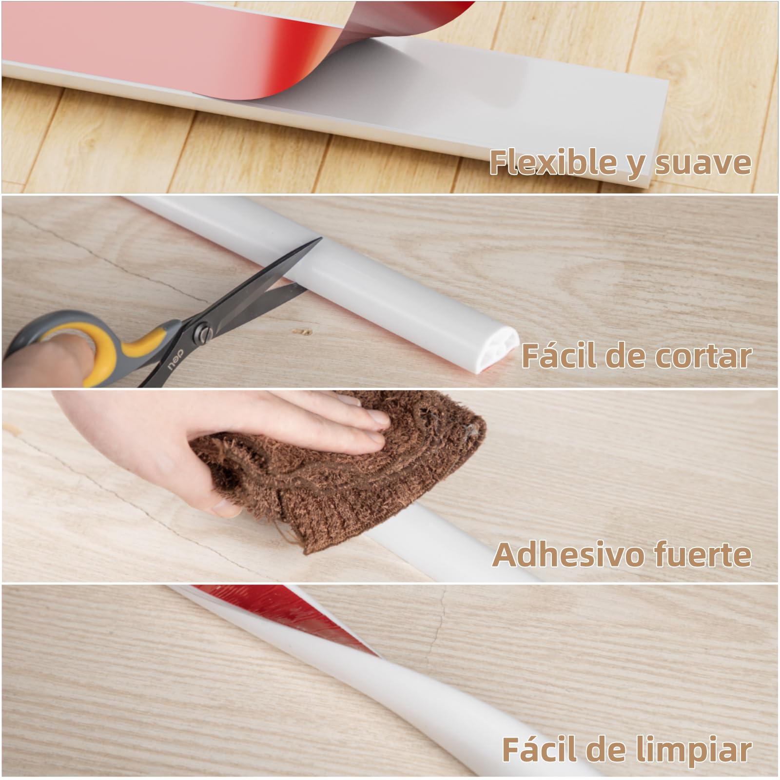 Esufeir 39"/1m Plegable Perfil Silicona Borde Plato Ducha,Autoadhesiva Barrera Ducha Suelo Que No Salga Agua Copete Encimera Cocina,Goma Burlete Junta Vierteaguas Mampara Baño,Umbral Ducha Tira,Blanco