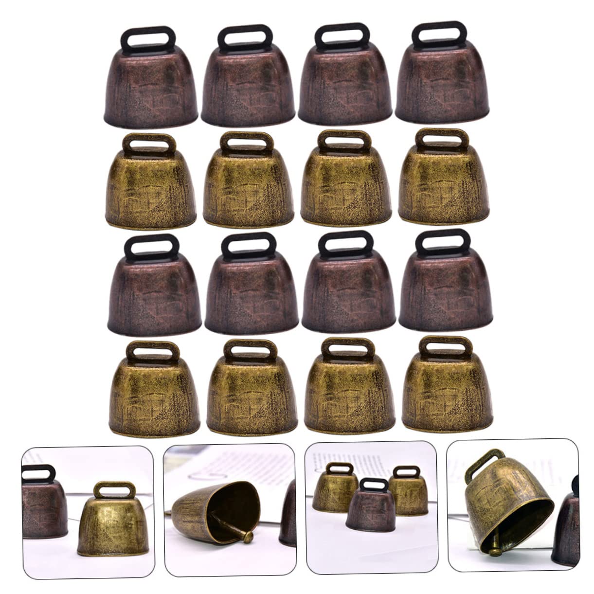 JOINPAYA 18Pcs Vintage Cow Bells for Crafts Loud Distinctive Sound Farm Animal Decoration for Sheep Goat and Pet Identification Finish
