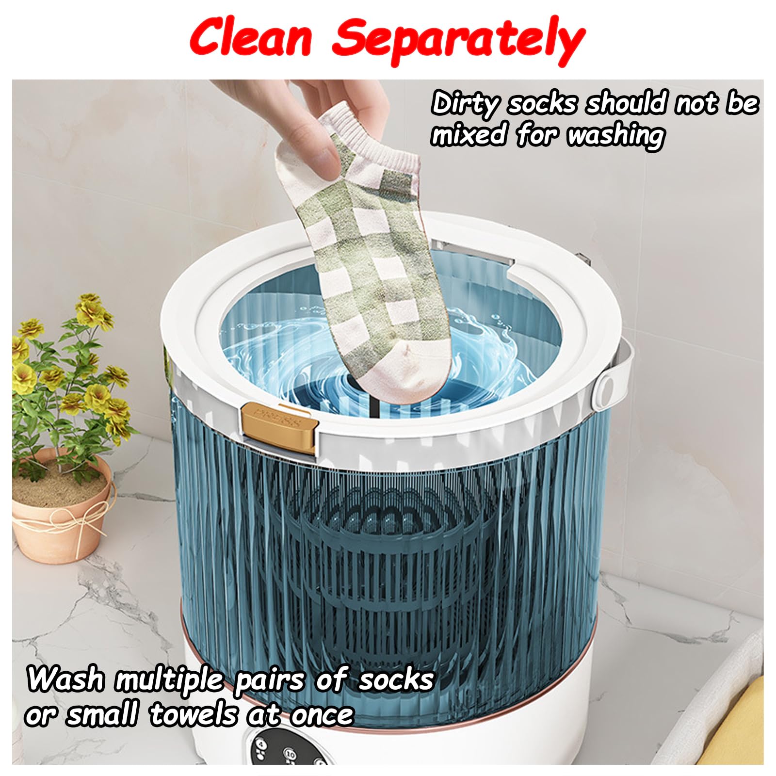 Mini lavadora portátil, capacidad de 12 litros con cesta giratoria, aparato de lavandería eficiente para apartamentos, dormitorios, caravanas y viajes