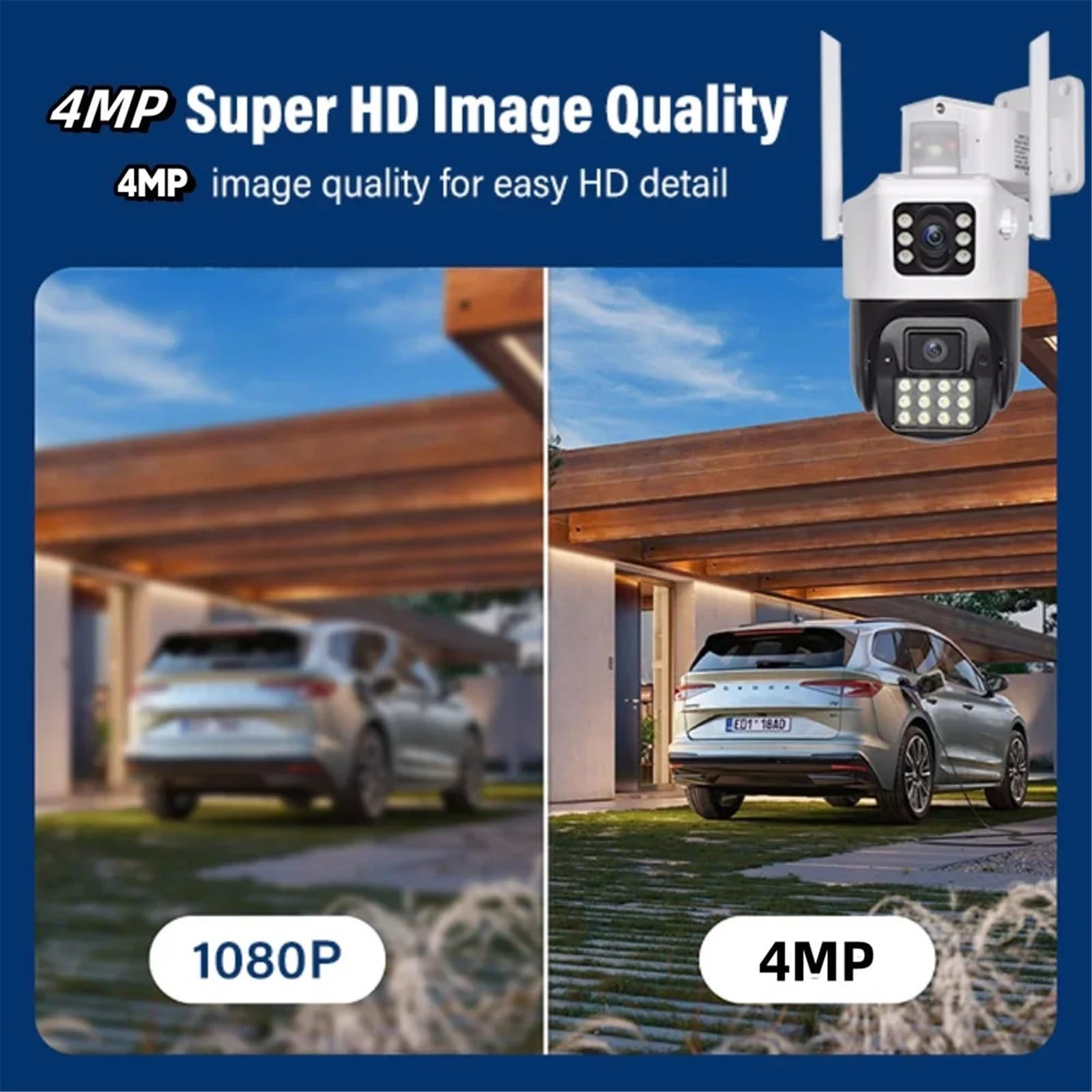 Kamera 5MP z dwoma ekranami WiFi PTZ z detekcją człowieka AI, zewnętrzna kamera monitoringu CCTV 4K, kamera IP do monitoringu(5MP NO SD Card)