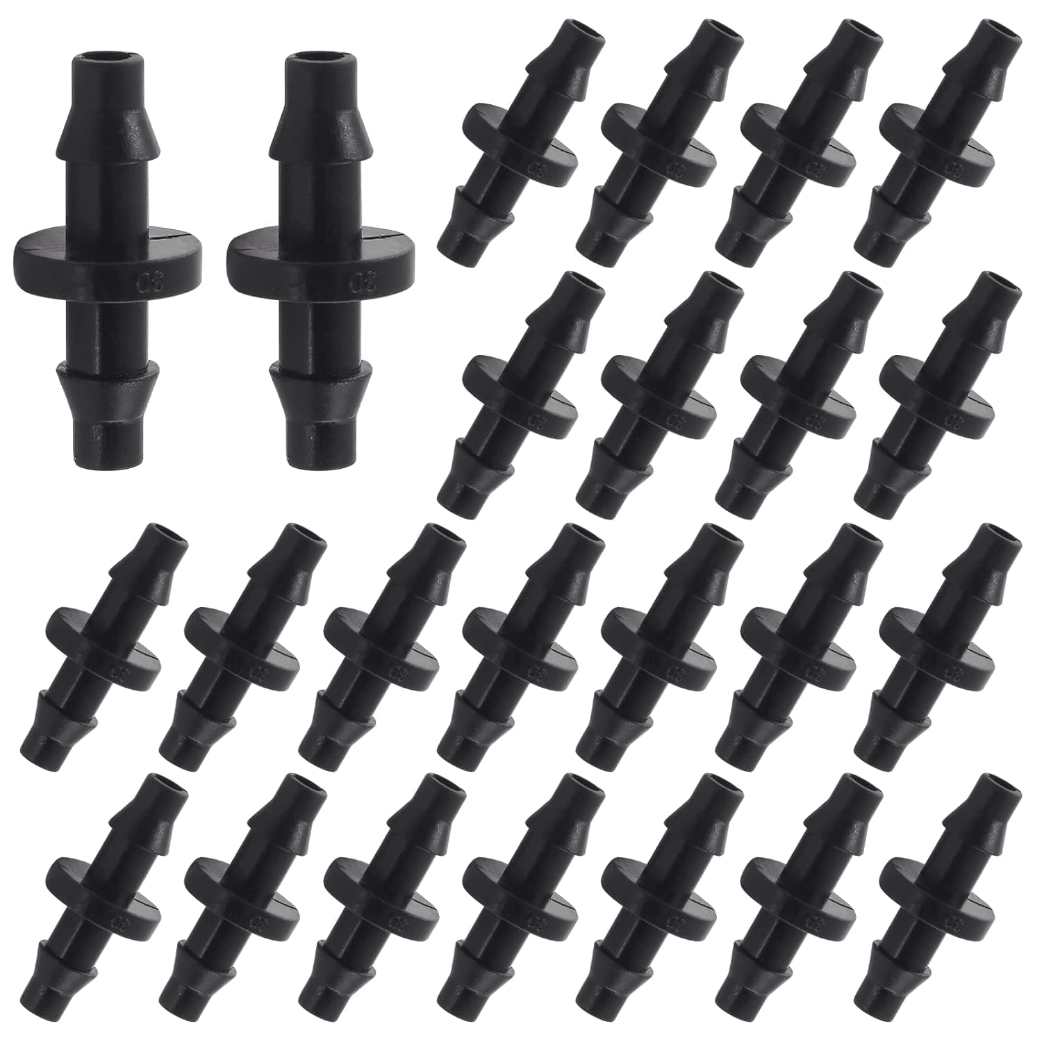 Uclever 200Pcs Drip Irrigation Barbed Connectors Joint Straight-Through For 1/4 Inch Automatic Watering System Hoses Connections