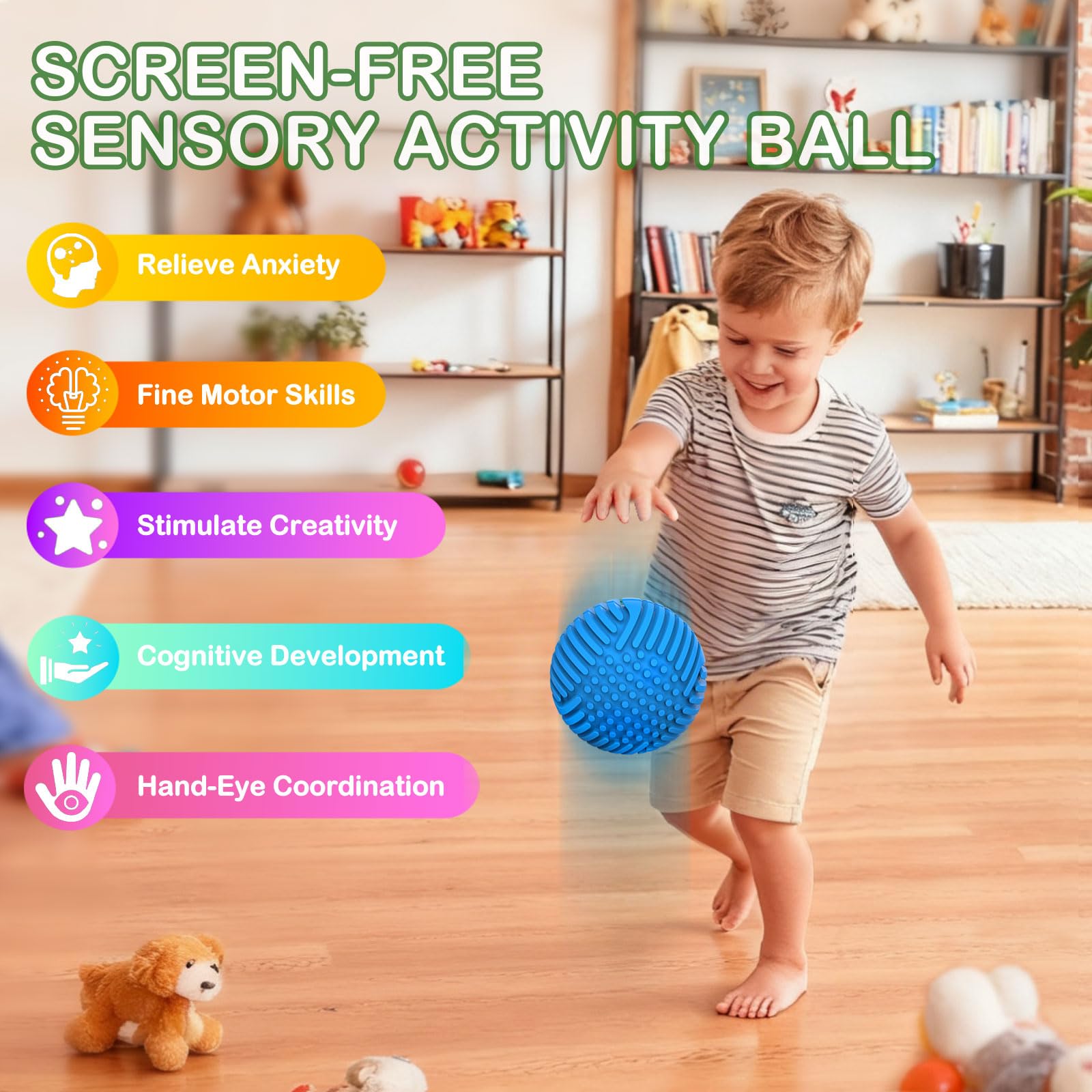 ddLUCK Full Silicone Sensory Activity Ball, Fidget Toys for Autism ADHD, Stress & Anxiety Relief - Image 3