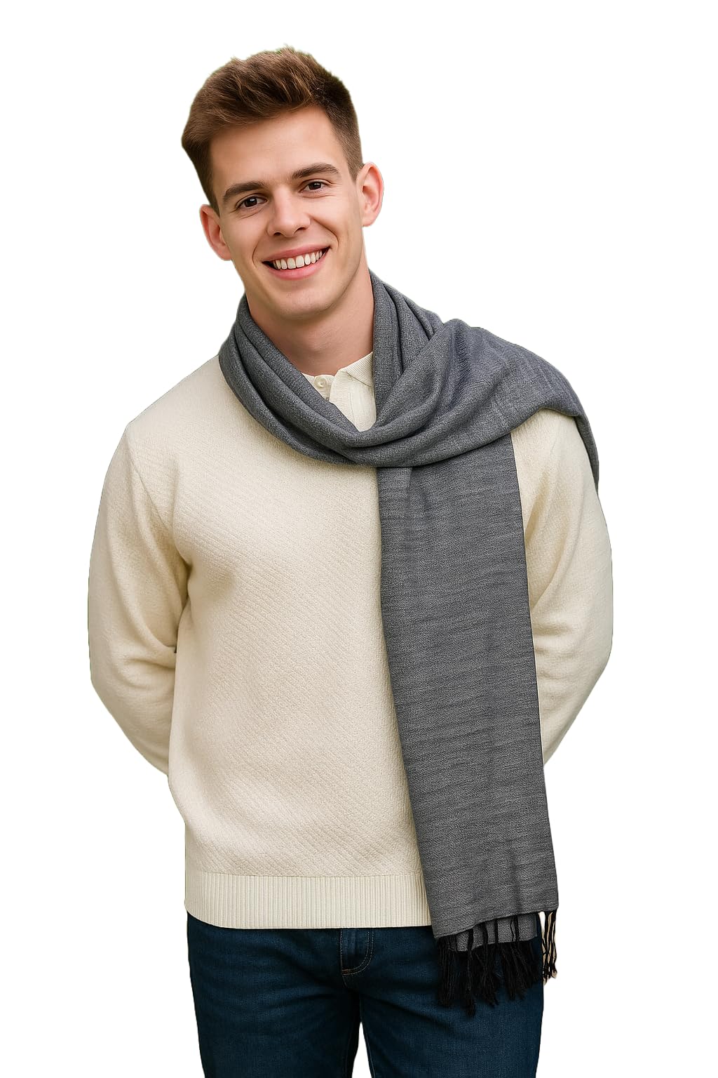 stole/scarf for boys/mens Colour- Grey soft viscose cotton blend ethnic pattern solid scarves pack of 1 ST-32