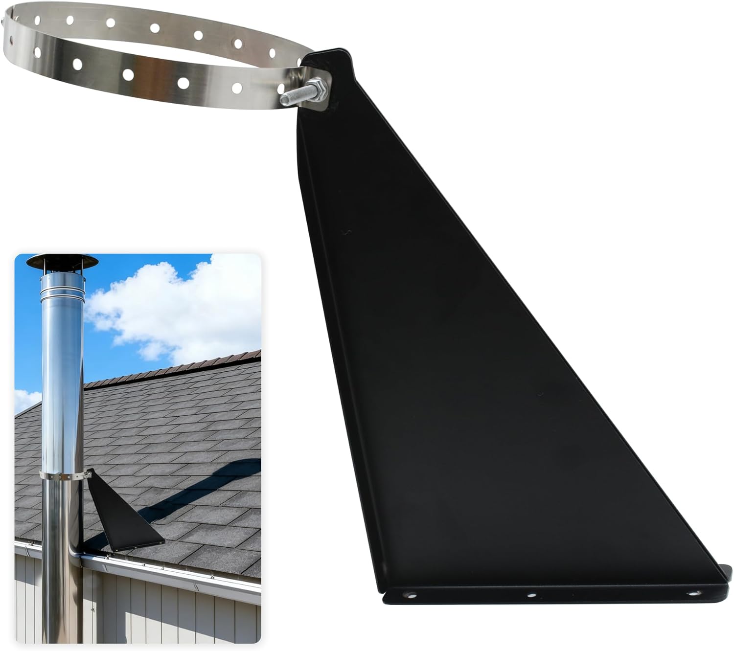 8-10" Adjustable Chimney Pipe Support Bracket, Fireplace Pipe Wall Bracket, Stainless Steel Stove Pipe Hanger for Roof or Eaves