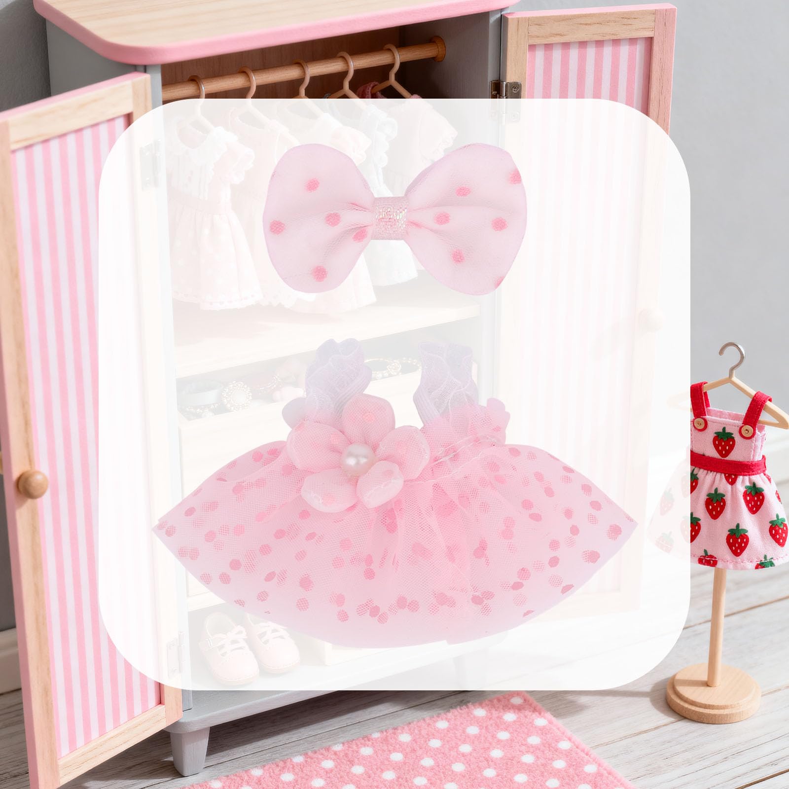 Vestiti Bambola 17 Cm - Set Rosa Con Forcina E Gonna