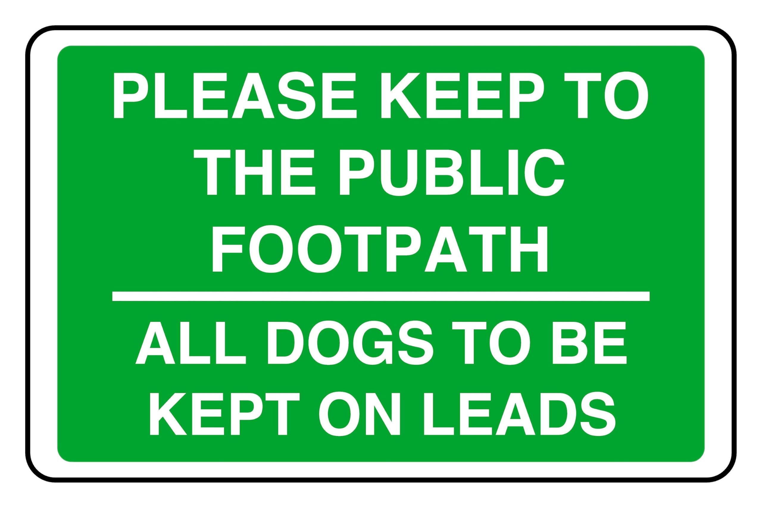 Please Keep To The Footpath Dogs To Be Kept On Lead Sign - High-Tack Self-Adhesive Vinyl Sticker (400 x 300mm)