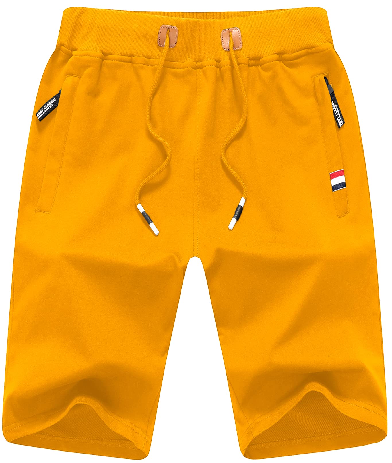 CREATMO US Men's Shorts Zipper Pocket Elastic Waist Stretch Summer Casual Beach