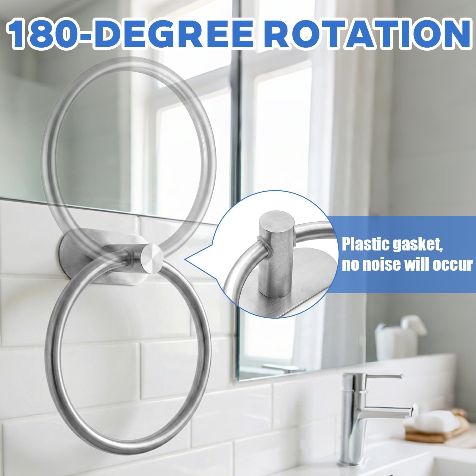 Anillo Toallero Portatollas, Portatollas Autoadhesivo, Anillo de Toalla de Acero Inoxidable de Baño, para Baño, Cocina y Salón
