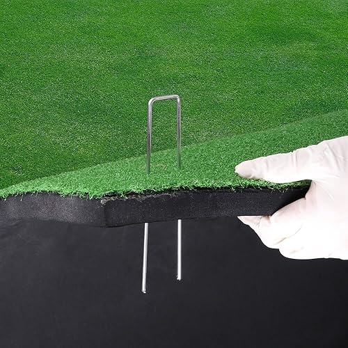 Miniatura 3 de KAKULO Grapas de jardín de calibre 11 de 6 pulgadas, 20 estacas galvanizadas para barrera de malezas, cubierta del suelo, valla de sujeción, césped