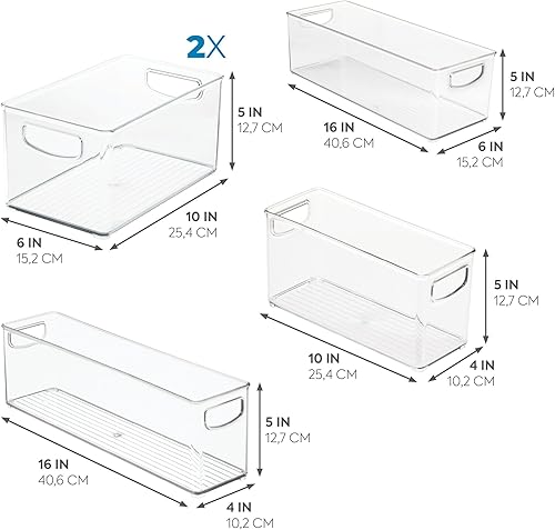 Miniatura 3 de iDesign 5 piezas de plástico reciclado pequeño apilable organizador de cocina con asas integradas para cocina, refrigerador, congelador, despensa y