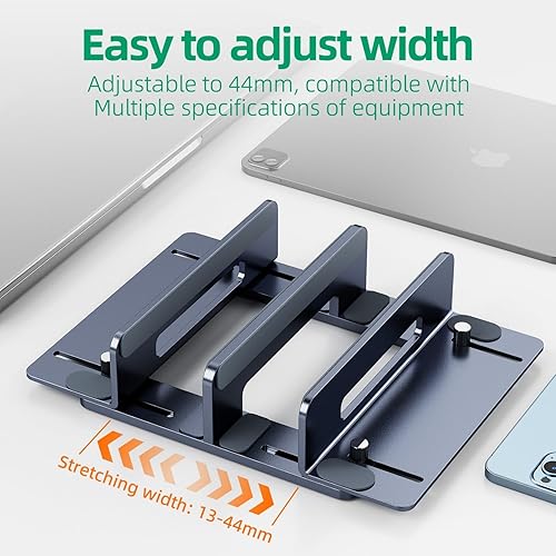 Miniatura 7 de MultiDevice Management Vertical Laptop Stand Adjustable Vertical Laptop and Tablet Stand Secure Storage for Desks Desk Organizers