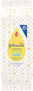 Head-to-Toe Gentle Cleansing Cloths, No Rinse, Disposable Pre-Moistened Baby Bath Wipes, Hypoallergenic Newborn Essentials, Head-to-toe Wipes, Paraben-Free 15 ct