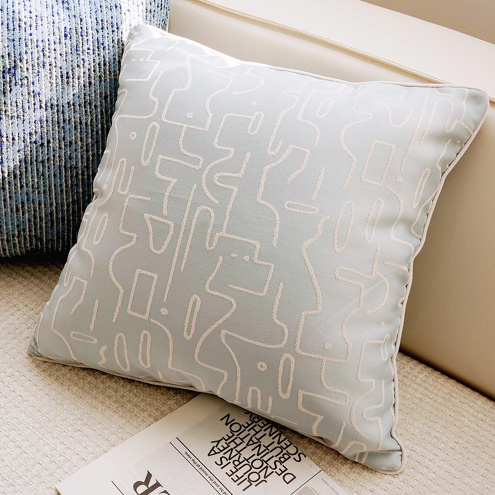 Taie d'oreiller carrée gaufrée 45x45 cm, housse de coussin décoratif de canapé avec zip