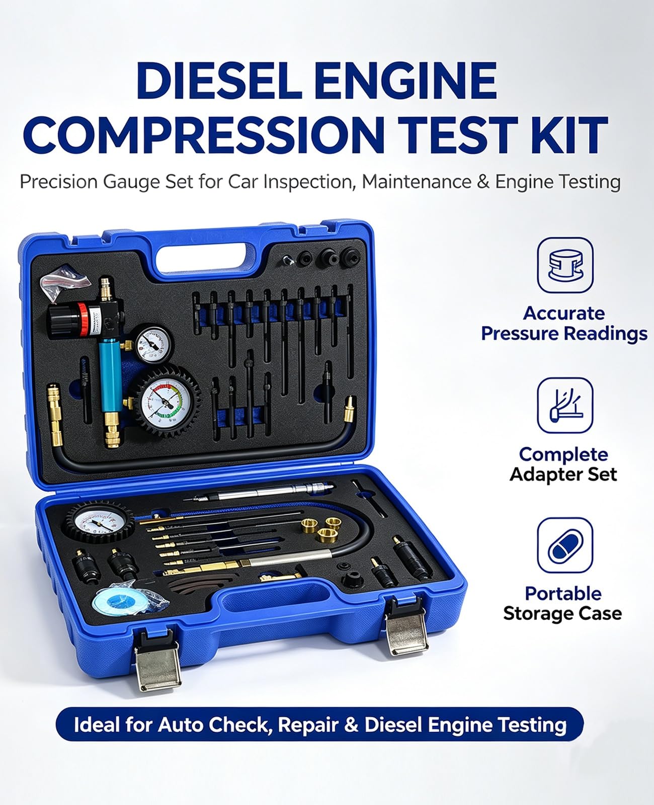 Tester di Compressione Motori Benzina E Diesel, 46PCS Perdita di Pressione | Tester di compressione, Testers Motore per Motori Diesel e Benzina Auto