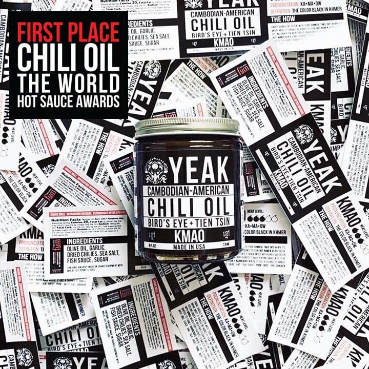 Miniatura 5 de Yeak Inc Salsa picante Kmao Chili Oil para filetes, fideos, tacos Salsa casera Camboyano-Americana (Chili Oil KMAO) Nivel de calor - Caliente