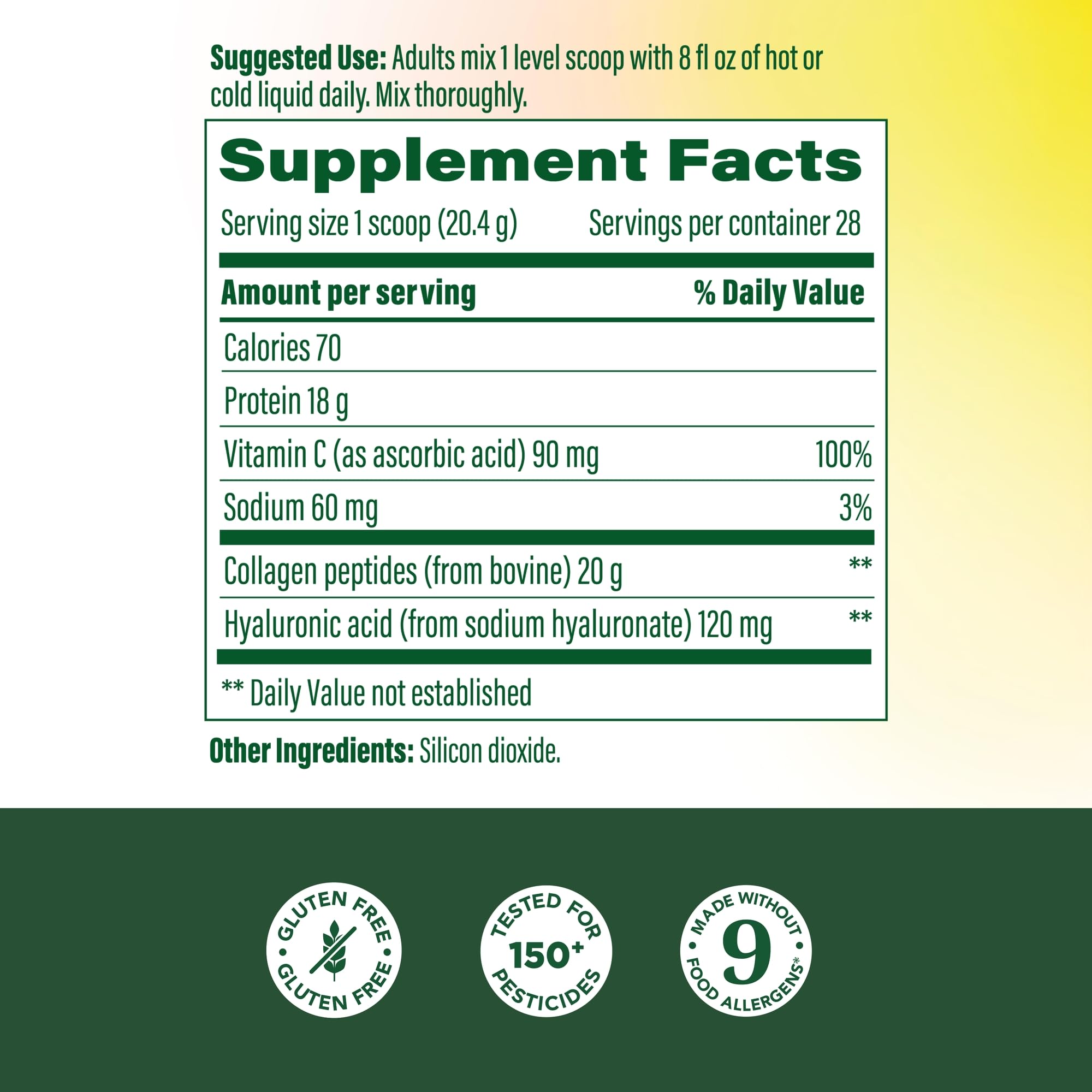 MegaFood Collagen Peptides Powder, 20g, Grass Fed Bovine, Unflavored, 20oz — Amazon image 3