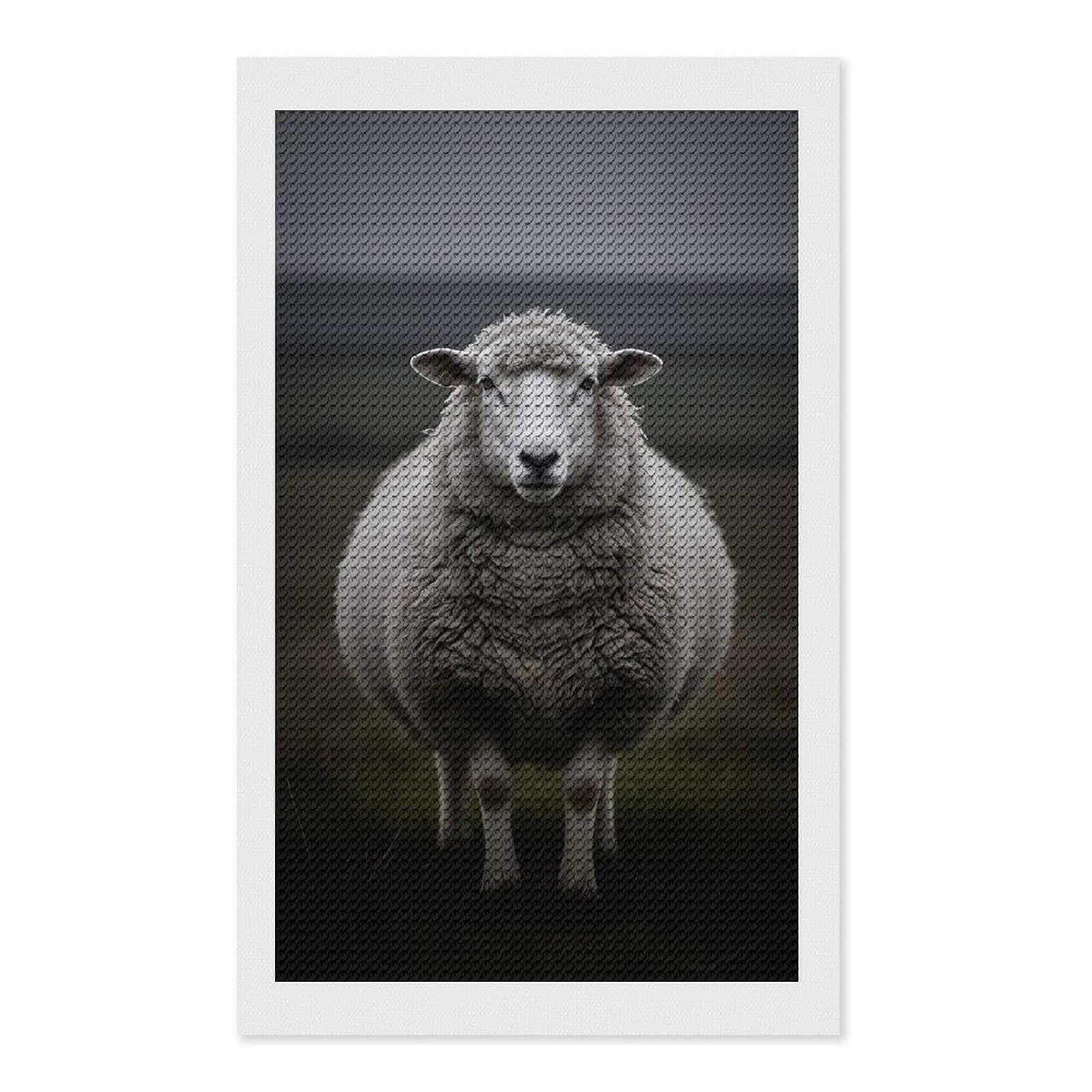 Junmoney Sheep in A Moody Landscape Diamond Art Canvas 12"x20", for Adults, Pleasing Wall Art Project, Modern Decor, Gift Idea, Nice Detail and Sparkle