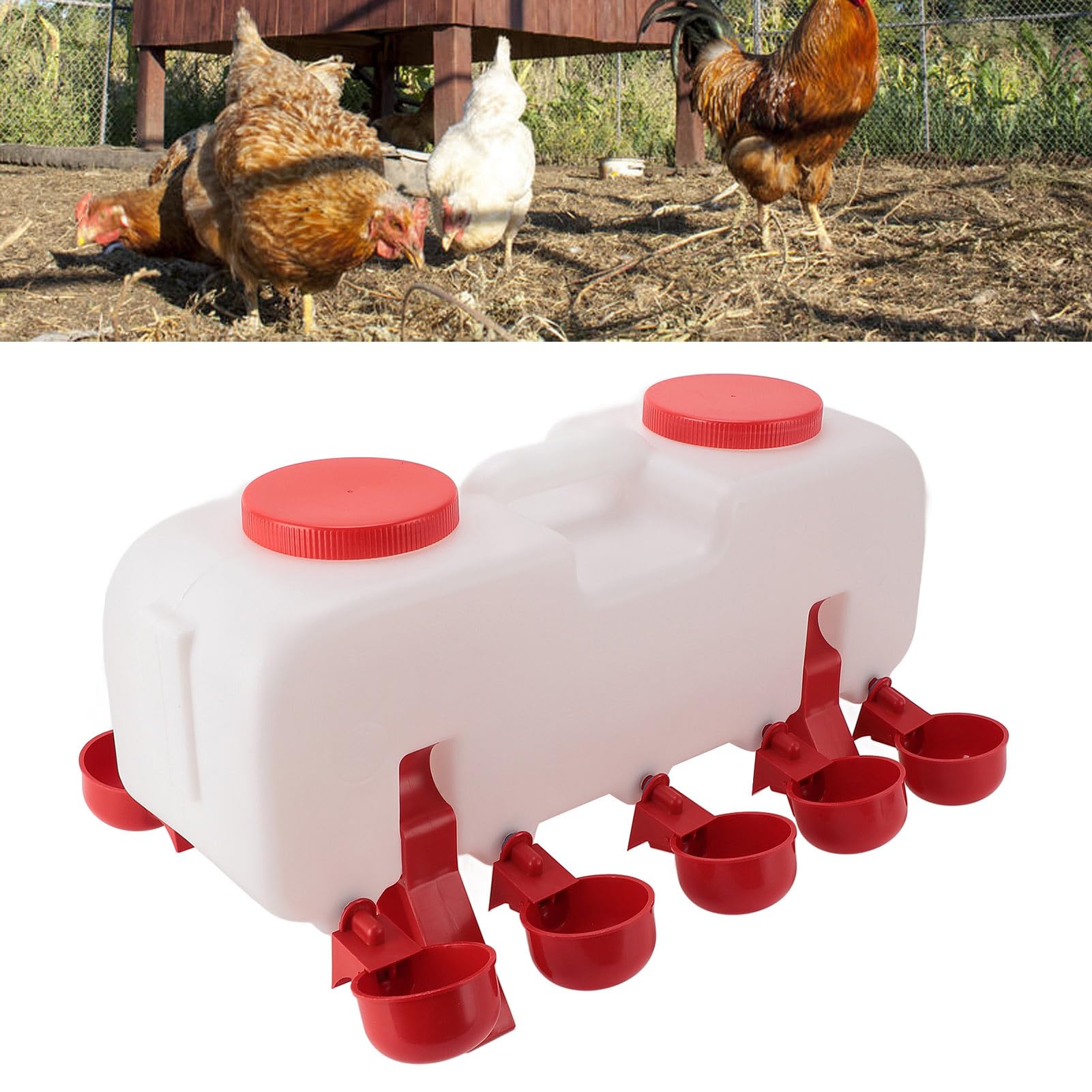Naroote Abbeveratoio Automatico per Polli, Abbeveratoio Chiuso per Pollame da 10 L con 10 Vaschette, Maggiore Sicurezza nell'Abbeveraggio, Design Multiuso, per Polli, Pappagalli (Piccola)