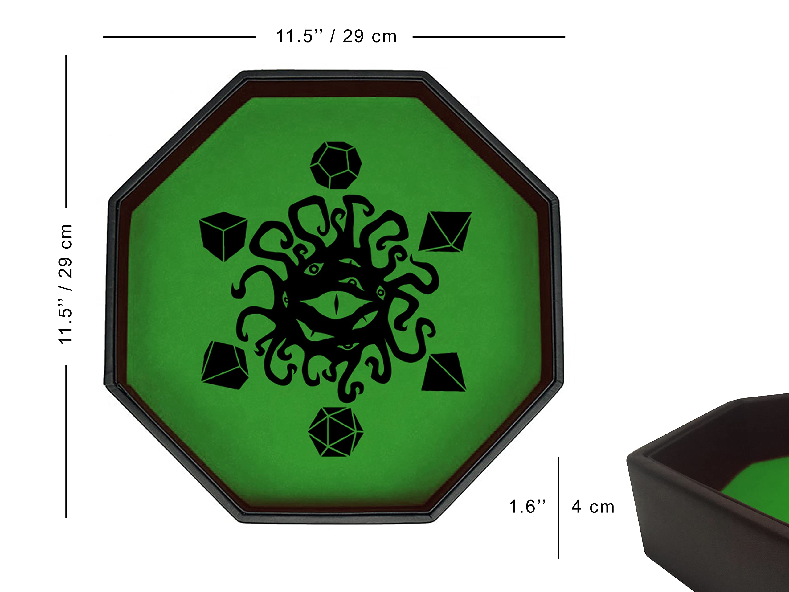 Bandeja DE Dados Fate Watcher tamaño Extragrande de Polipiel y Terciopelo | Compatible con Todo Tipo de Juegos de Mesa y rol como D&D, Warhammer y La Llamada de Cthulhu (Verde)