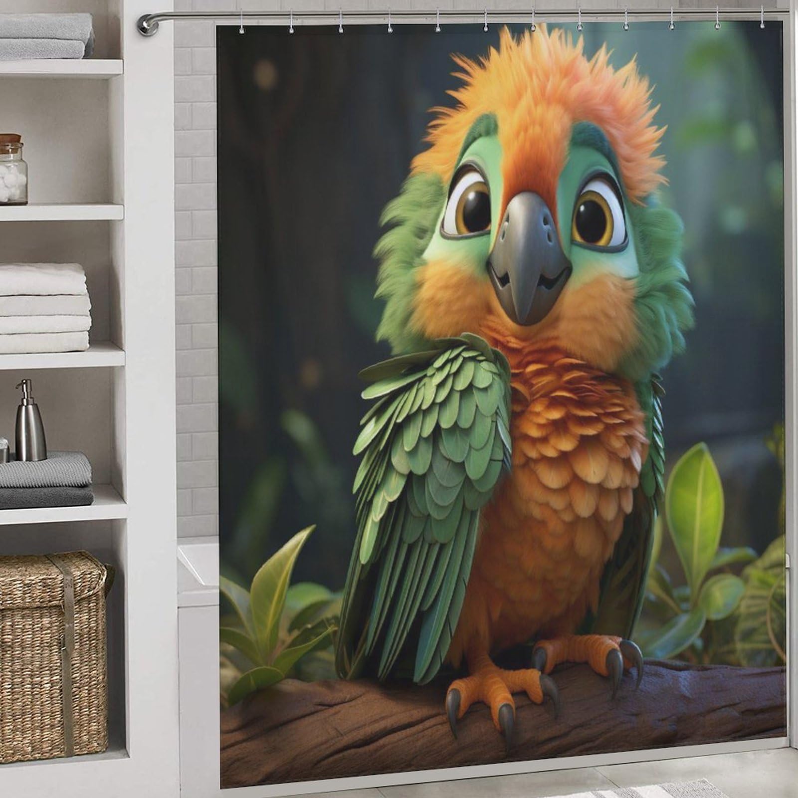 Rideau de douche oiseau en polyester imperméable lavable 183x183cm
