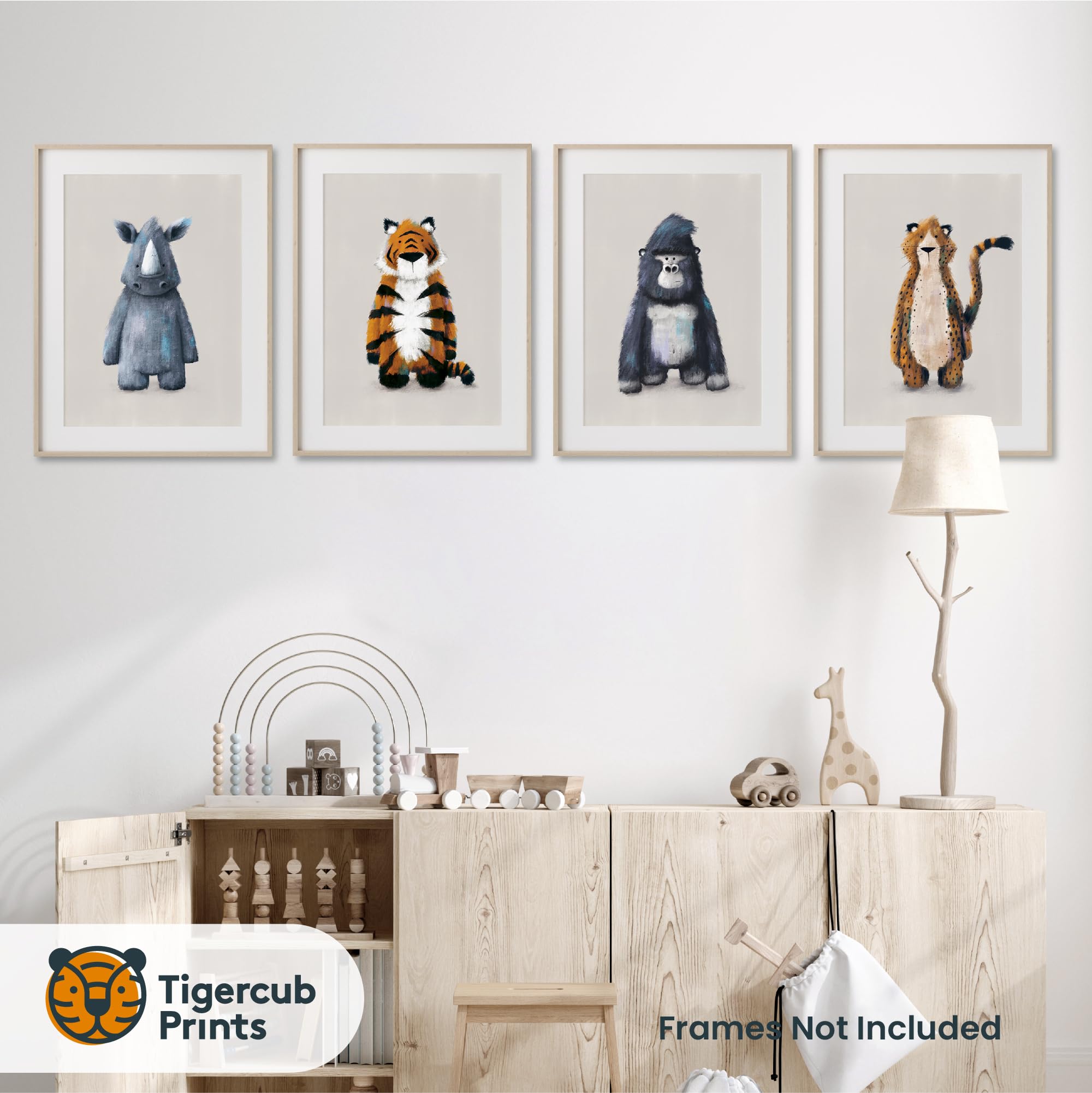 Tigercub Prints Jungle Safari Animal Nursery Prints, A4 - Set of 4 - Image 4