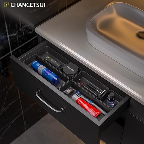 Miniatura 2 de Cajones organizadores, cubos de plástico de almacenamiento para escritorio, bandeja organizadora apilable, divisores de baño, pequeño contenedor de