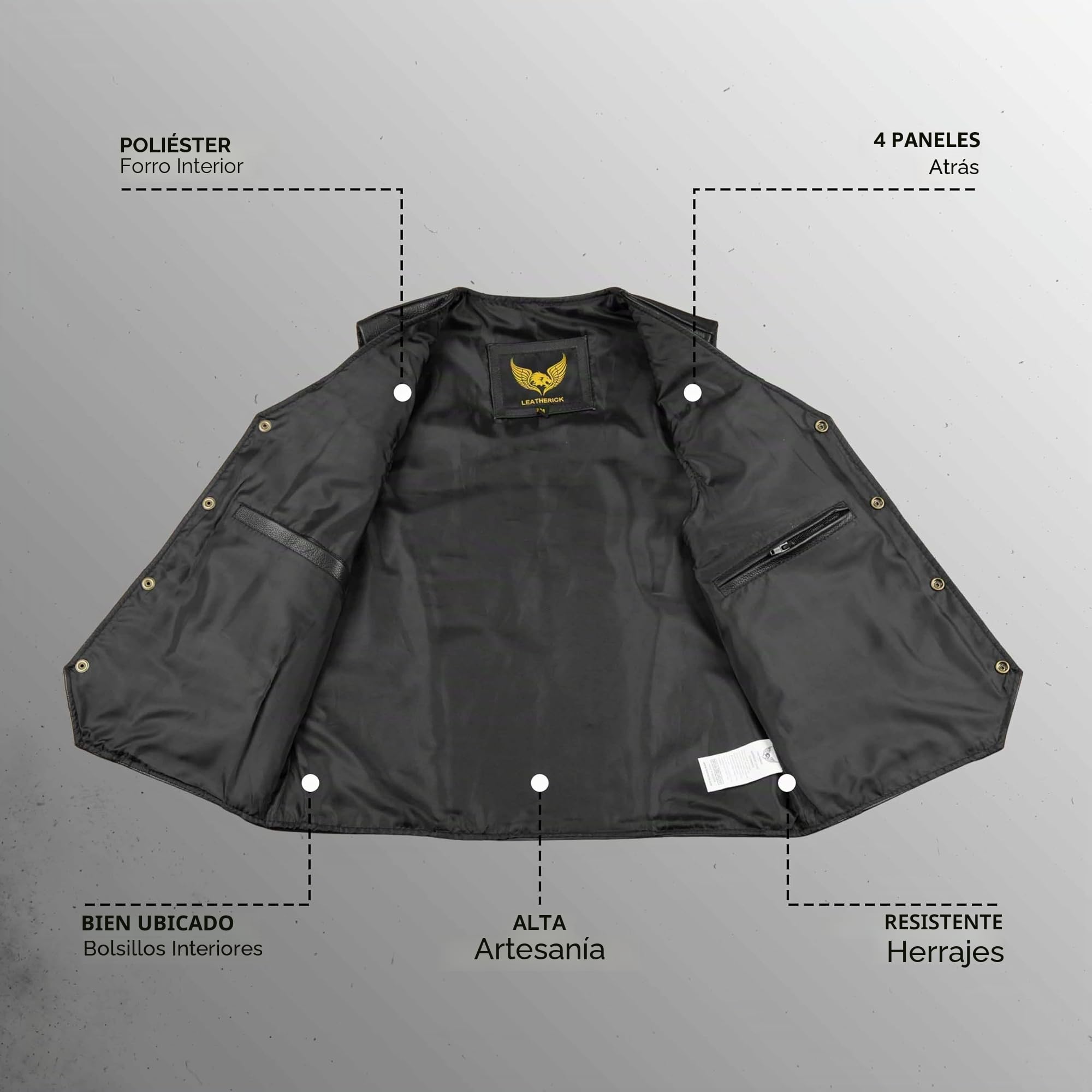 Leatherick Chaleco de cuero real para hombre, estilo motorista Moda casual