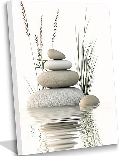 KBIERQN Zen Stone Canvas Wall Art Stacked Stones in Water