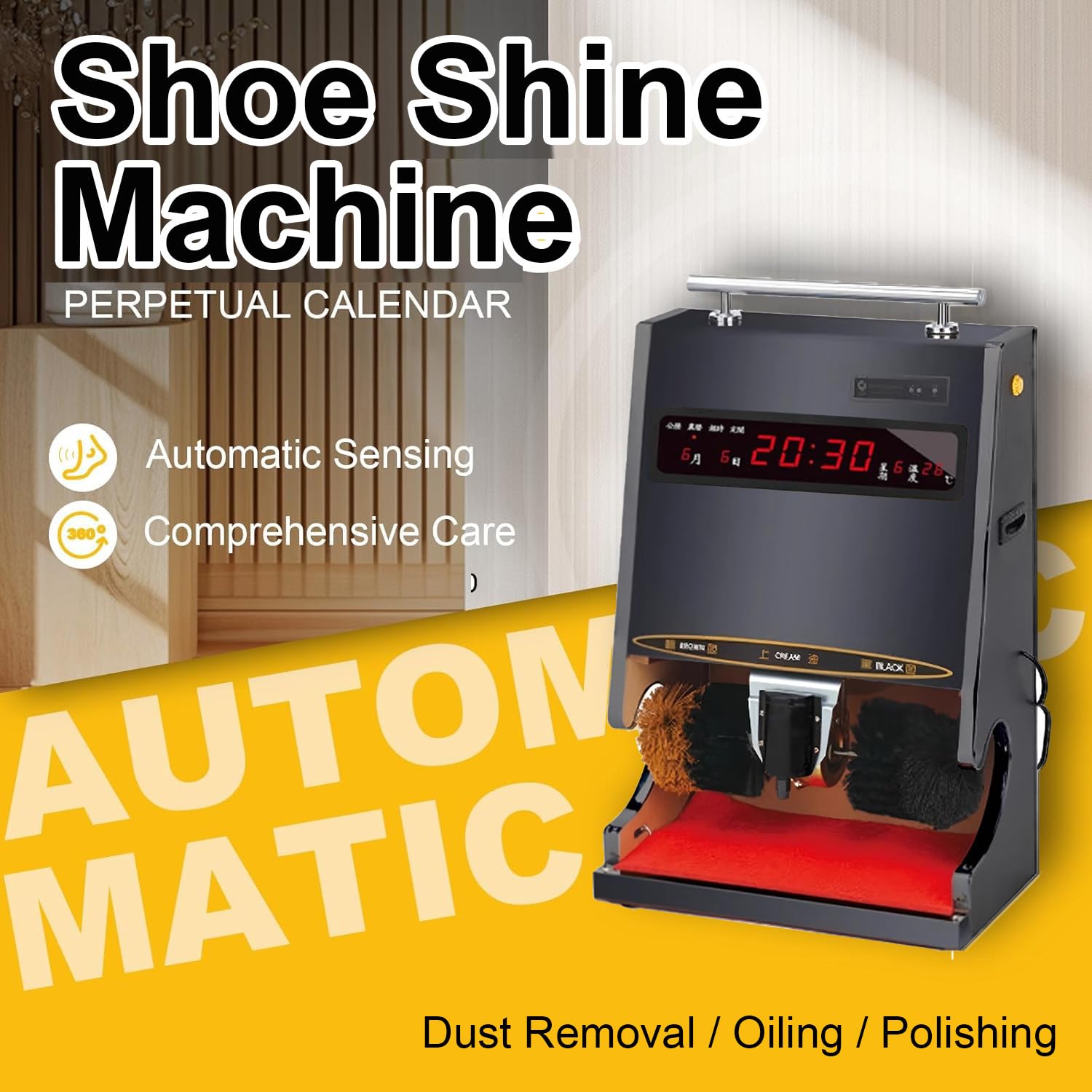 Pulidora automática de zapatos de 100 W, máquina pulidora de inducción eléctrica, limpiador multifuncional de suela de acero inoxidable para el hogar y centros de ventas