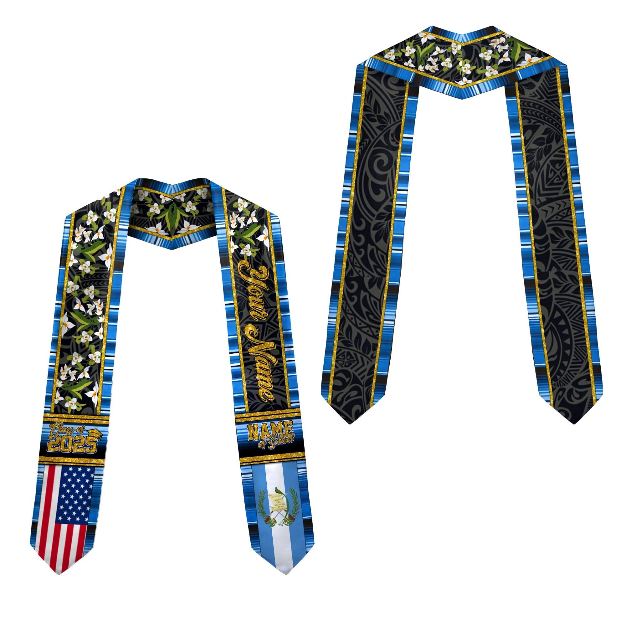 MonkeyVan Personalized Graduation Stole for Guatemalan Senior, Guatemala Flag Graduation Sash Class of 2025 Grad Gifts S53