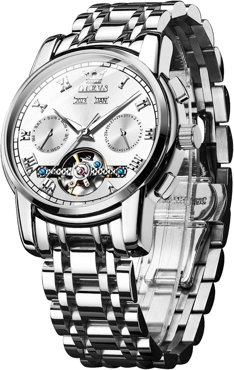 – Men's Casual Fashion Waterproof Gold Stainless Steel Band Quartz Gold Watches Gifts for Men