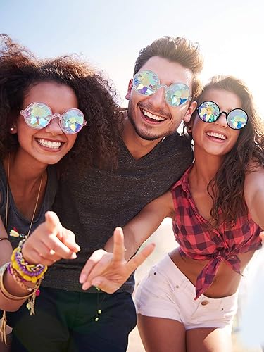 Miniatura 6 de Frienda 3 pares de gafas de caleidoscopio rave, festivales, gafas de sol, arco iris, caleidoscopio, lentes de sol, prisma de refracción