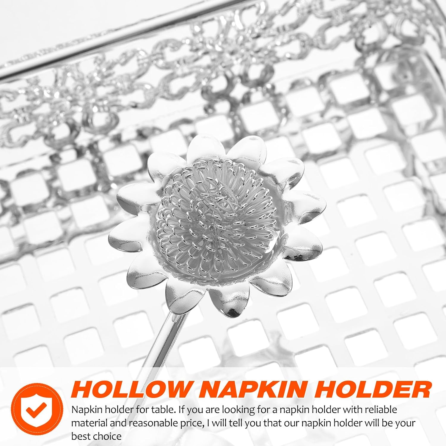 Cabilock European Style Napkin Holder Silver Iron Art Serviette Stand for Paper Napkins Table Kitchen Dining Room Decor