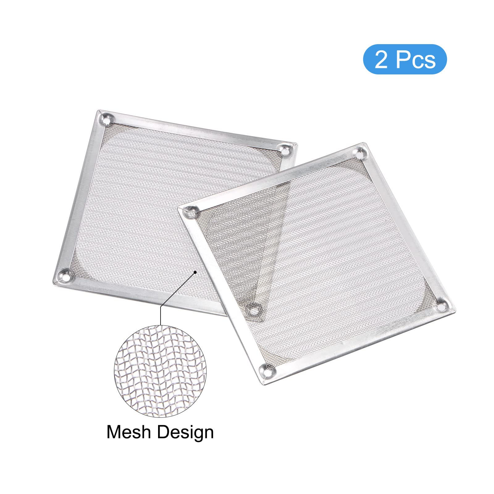 Grilles Filtre Anti-poussière Sourcing Map 120mm - Acier Inox - Pour Ventilateur PC - Lot De 2 Pièces