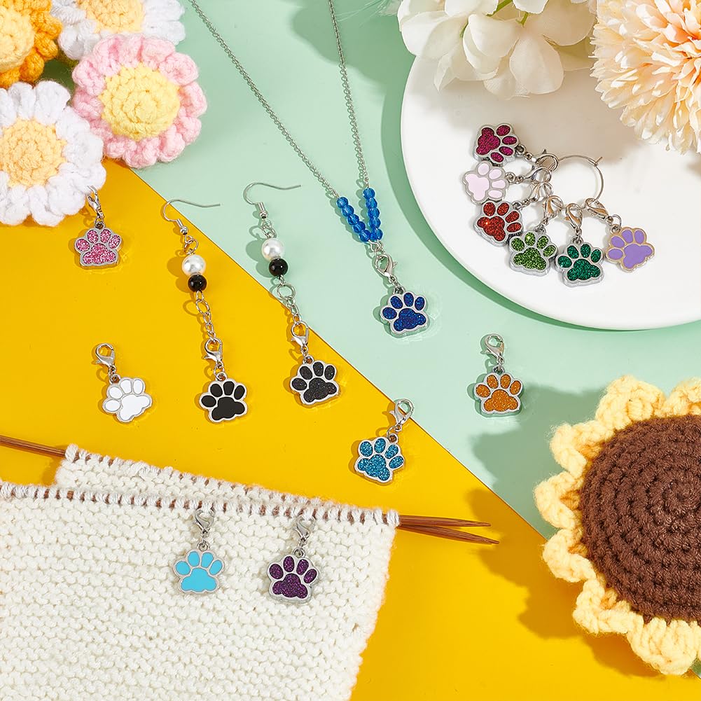 UNICRAFTALE 15pcs Marqueurs De Points Tricot Chat En Émail - Fermoirs Mousquetons Pour Couture Et Bijoux